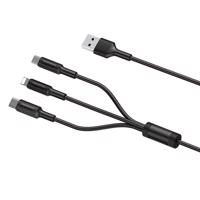 3 az 1-ben USB töltőkábel/USB C/Micro USB/Lightning