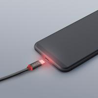 Adatkábel - MicroUSB LED fénnyel fekete - 1 m