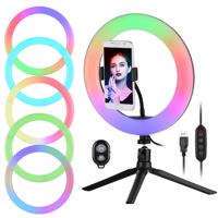 LED gyűrüs RGB körlámpa tripod állvánnyal